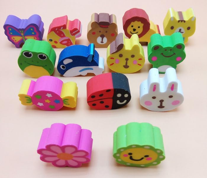 Wolpark 28Pcs Pencil Top Erasers for Kids Cute Randow Eraser Caps Pencil Top Erasers Bulk Erasers Toppers for School Party Favors Back to School Supplies (Pattern Random) - Image 2